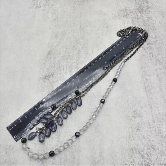 Coldwater Creek Necklace Womens Smokey Gray Clear Faceted Bead Double Strand 24" - Picture 8 of 8